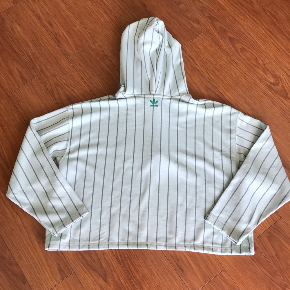 Adidas Originals Teal Midriff Hoodie Sweater Size Large - Picture 3 of 6